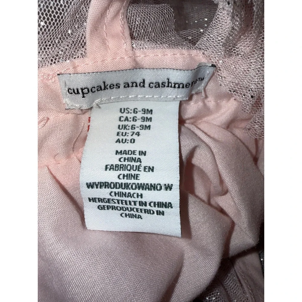 Cupcakes and Cashmere Baby Girls Pink Glitter Tulle Ruffle Dress 6-9M